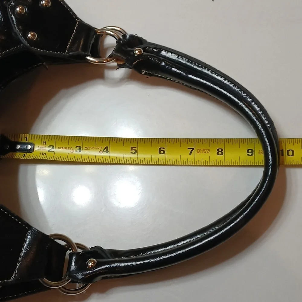 Beverly Hills Polo Club black patent leather shoulder bag. Vintage